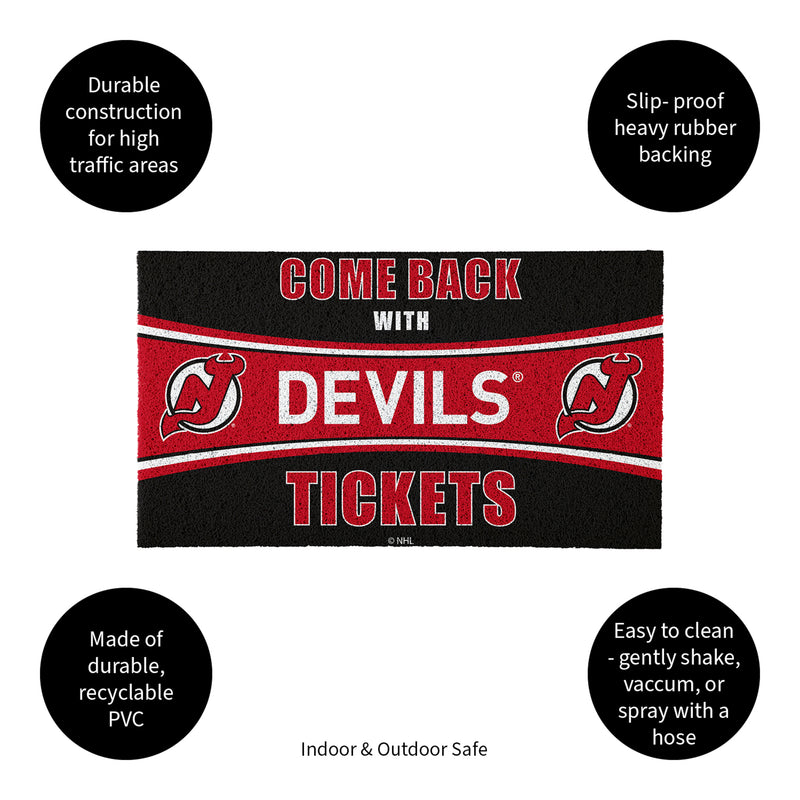 28" x 16" PVC Trapper Mat, Come Back with Tickets, New Jersey Devils