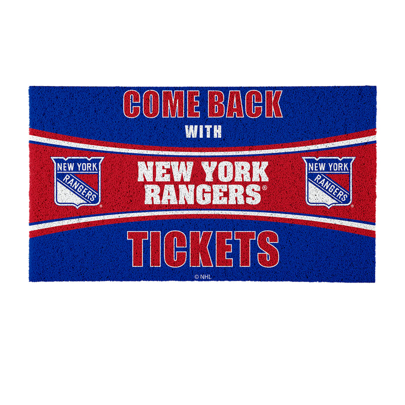 28" x 16" PVC Trapper Mat, Come Back with Tickets, New York Rangers