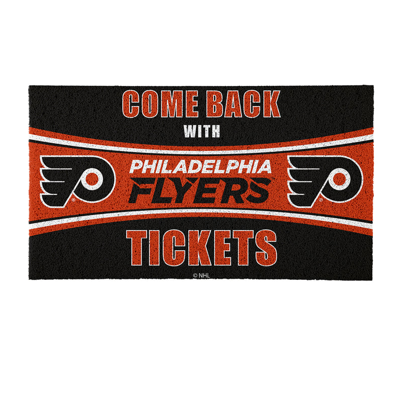 28" x 16" PVC Trapper Mat, Come Back with Tickets, Philadelphia Flyers