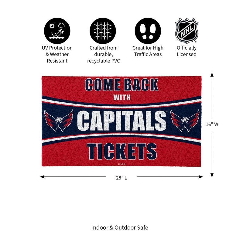 28" x 16" PVC Trapper Mat, Come Back with Tickets, Washington Capitals