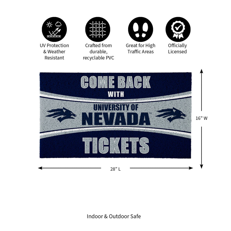 28" x 16" PVC Trapper Mat, Come Back with Tickets, University of Nevada