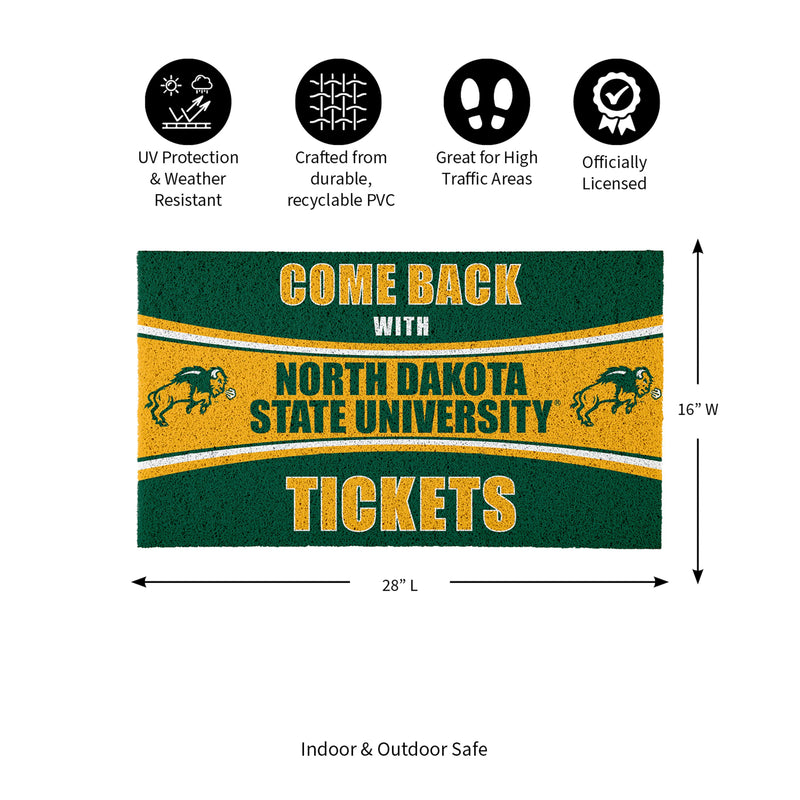 28" x 16" PVC Trapper Mat, Come Back with Tickets, North Dakota State University