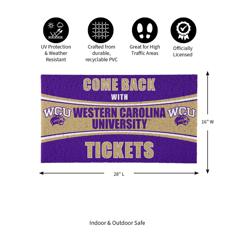 28" x 16" PVC Trapper Mat, Come Back with Tickets, Western Carolina University