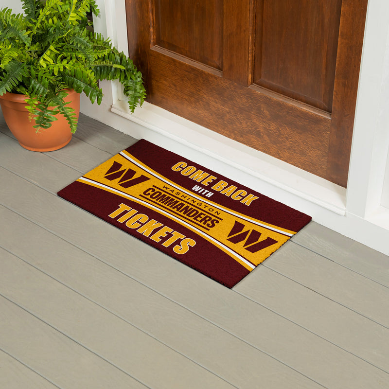 28" x 16" PVC Trapper Mat, Come Back with Tickets, Washington Commanders