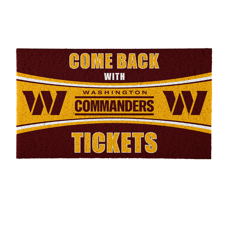 28" x 16" PVC Trapper Mat, Come Back with Tickets, Washington Commanders