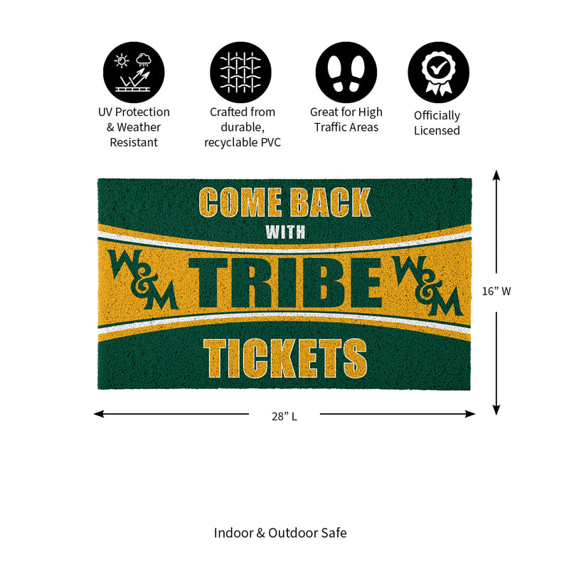 28" x 16" PVC Trapper Mat, Come Back with Tickets, William & Mary