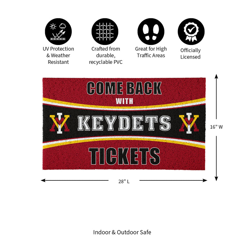 28" x 16" PVC Trapper Mat, Come Back with Tickets, Virginia Military Institute