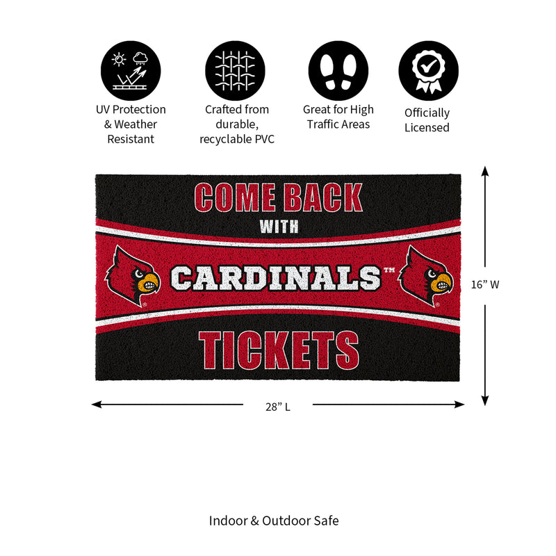28" x 16" PVC Trapper Mat, Come Back with Tickets, University of Louisville