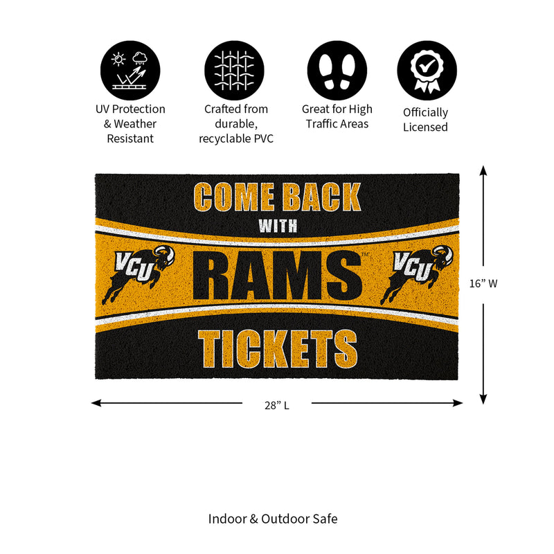 28" x 16" PVC Trapper Mat, Come Back with Tickets, Virginia Commonwealth University