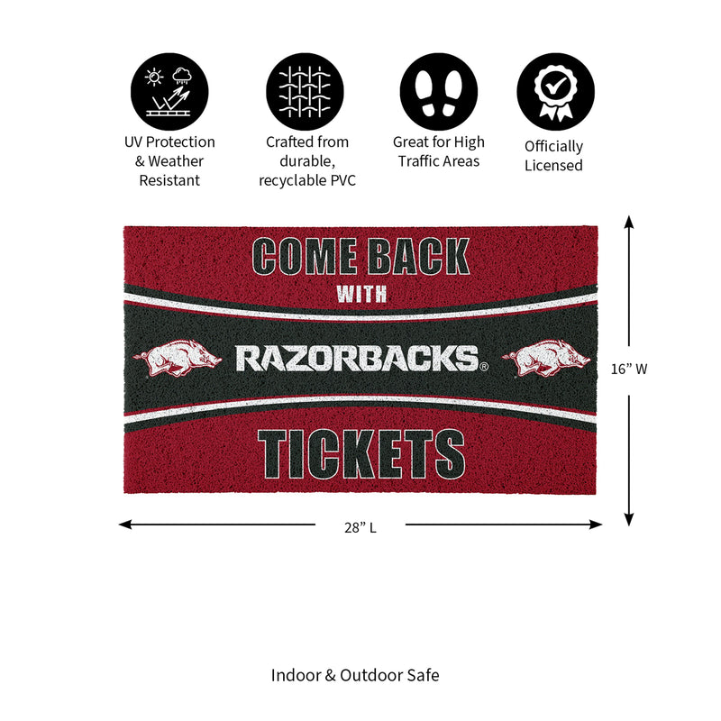 28" x 16" PVC Trapper Mat, Come Back with Tickets, University of Arkansas