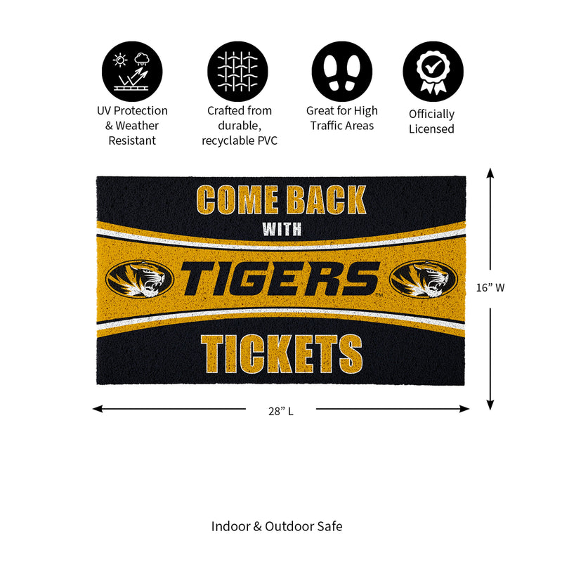 28" x 16" PVC Trapper Mat, Come Back with Tickets, University of Missouri