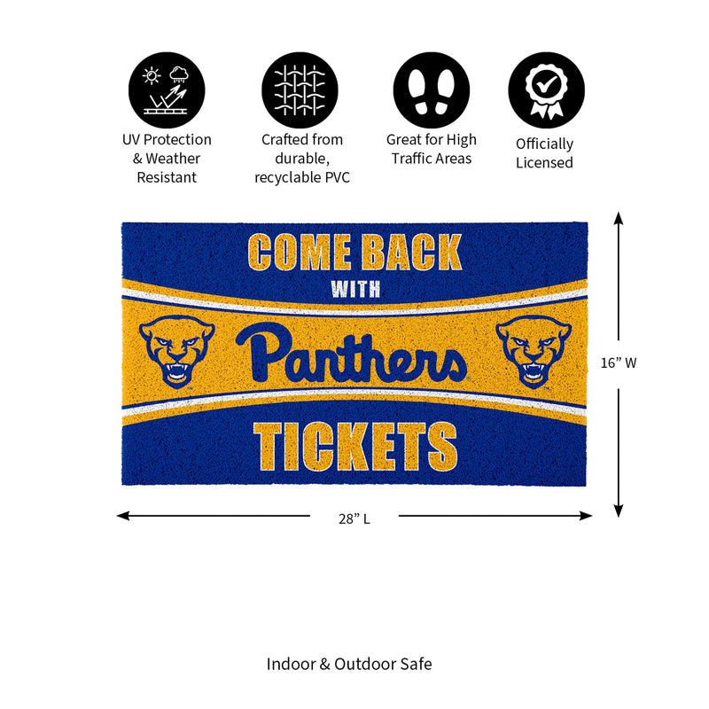 28" x 16" PVC Trapper Mat, Come Back with Tickets, University of Pittsburgh