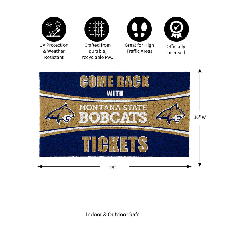 28" x 16" PVC Trapper Mat, Come Back with Tickets, Montana State University