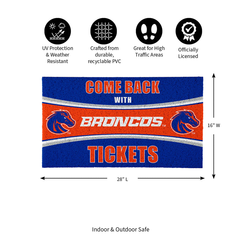 28" x 16" PVC Trapper Mat, Come Back with Tickets, Boise State University