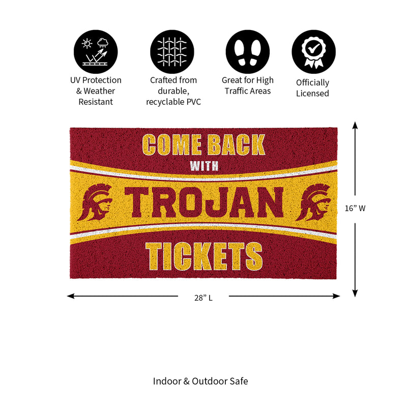 28" x 16" PVC Trapper Mat, Come Back with Tickets, University of Southern California