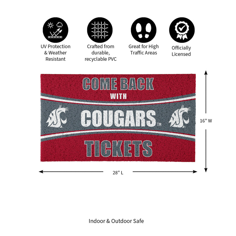 28" x 16" PVC Trapper Mat, Come Back with Tickets, Washington State University