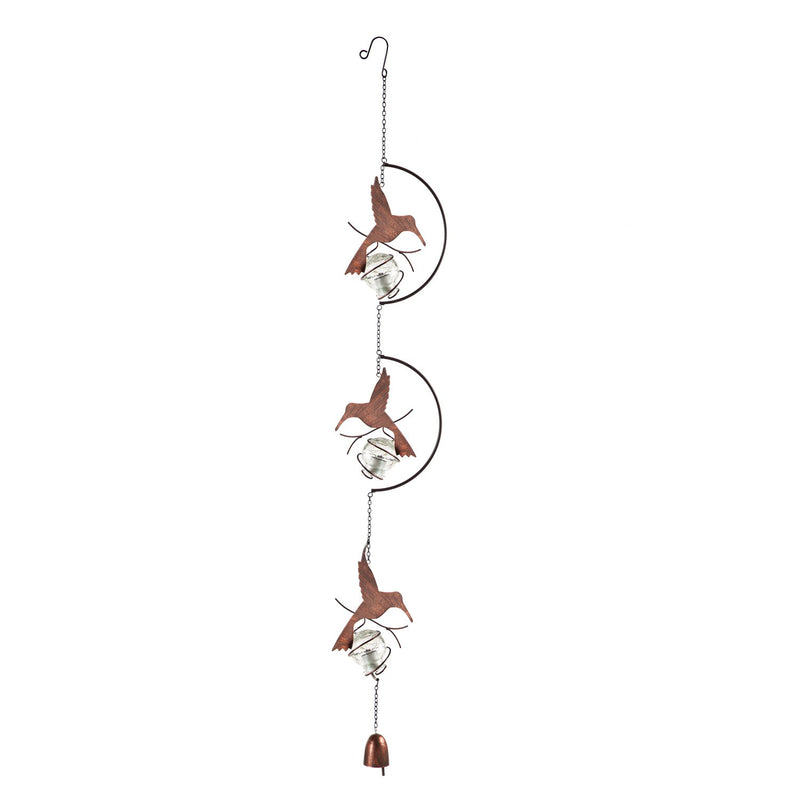 Evergreen Garden Accents,Solar Hummingbird Tiered Hanging Décor,7.48x1.97x44.88 Inches