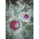 8" Solar Hanging Mosaic Gazing Ball, Poinsettia
