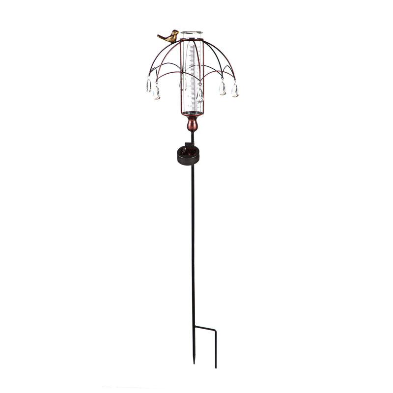 36" Solar Rain Gauge with Umbrella Embellished Design