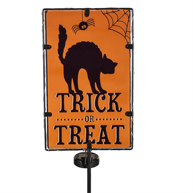 Solar Metal & Glass Halloween Garden Stake, 3 Asst. 2 of Each, 6 Pieces Total