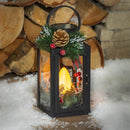 Plastic Solar Pine Lantern w/ Holiday Wreath