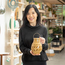 8"H Solar Lantern, Natural Basket Weave