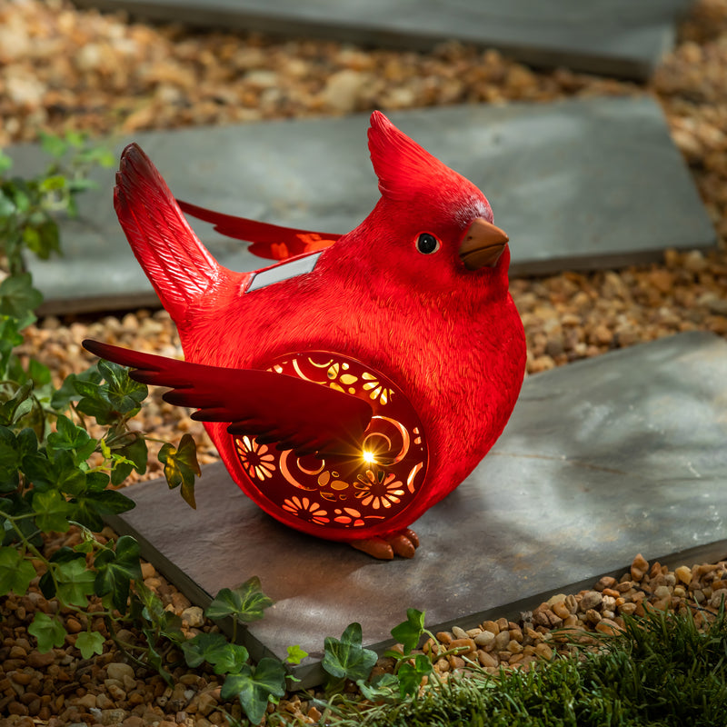 Evergreen Statuary,Solar Engraved Cardinal,6.3x8.78x8.66 Inches