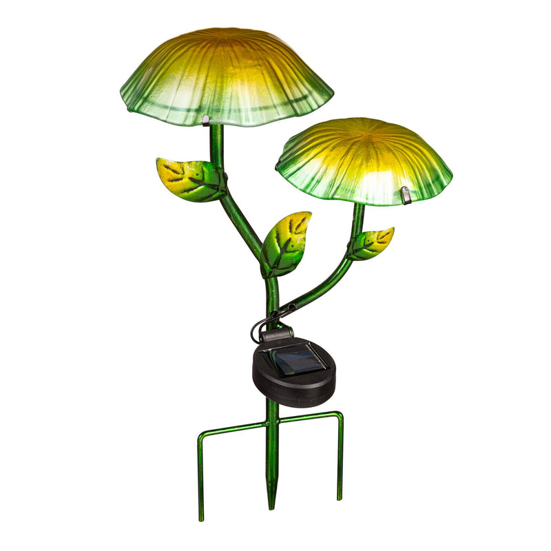 Garden of Wonder Garden Stake, Solar Glass Mushroom, 16"H
