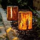 Woodland Storybook Garden Path Lighting, Solar Path Lights, Faux Wood, 14"H, Asst of 2