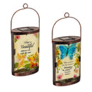 Memorial Butterfly Hand Painted Solar Lantern, 10"H