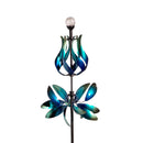 Blue Coastal Wind Spinner, Solar Blue & Teal Floral Gradient, 82"H