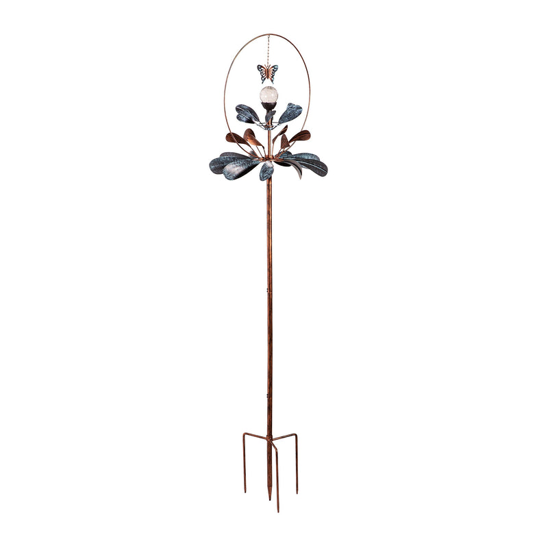 Solar Metal Wind Spinner, Sphere Flower, 81"H