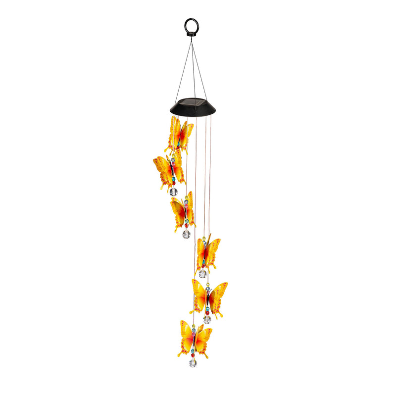 Pollinator Garden Mobile, Color Changing Solar Mobile, PVC Butterfly