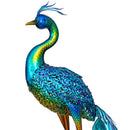 Palm Beach Garden Statue, Solar Metal Vibrant Peacock, 33"H