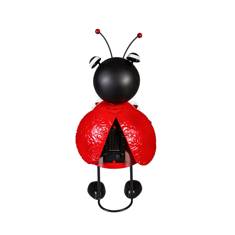 Pollinator Garden Statue, Solar Metal Bee & Ladybug With Fiber Optic, 2 Asst.,, 14"H