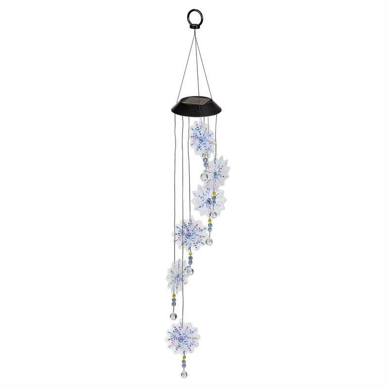 Season to Sparkle Mobile, White Light Solar Mobile, Frosted Snowflake, 26"H