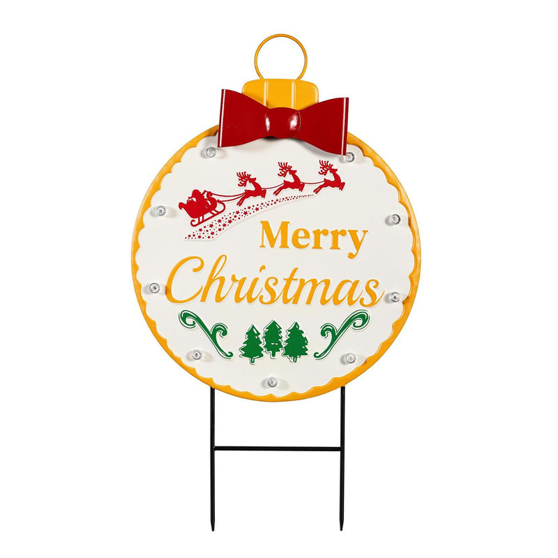 Joyful Traditions Garden Stake, Solar Garden Stake, Merry Christmas Ornament, 27"H, Asst of 2