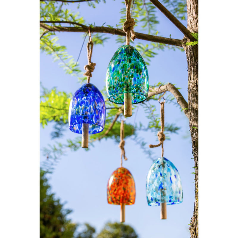 Art Glass Speckle Turquoise Bell Chime,2wc1823
