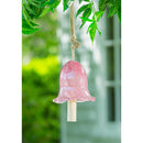 Art Glass Speckle Pink Floral Shaped Bell Chime