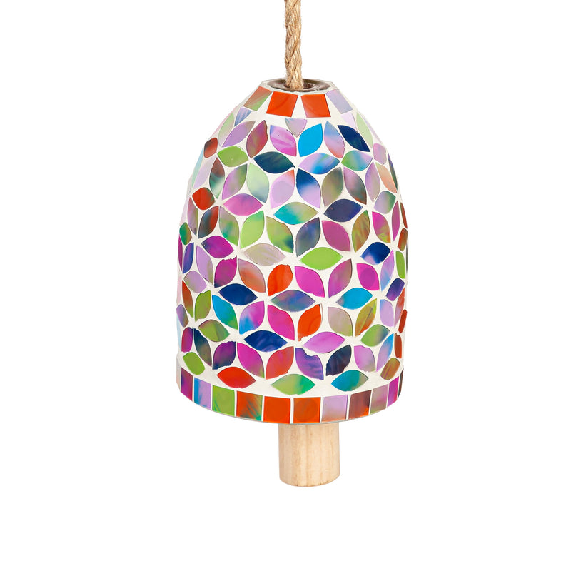 What She Shed Garden Bell, Mosaic Glass, Multi-Color Spring Flowers