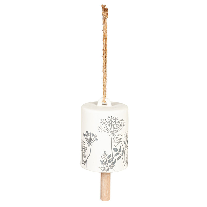 Garden of Wonder Garden Bell, Ceramic Bell with Rope, Dandelion & Fern Leaves, Set of 2