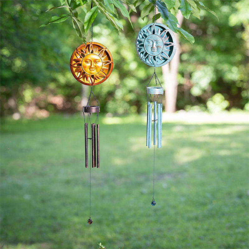 Metal Embossed Sun Wind Chime, Set of 2