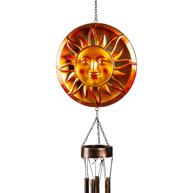Metal Embossed Sun Wind Chime, Set of 2