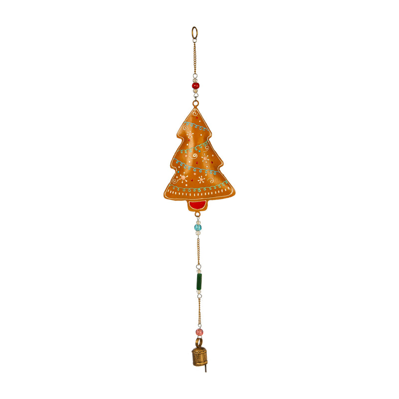 Evergreen Wind,Hand-Painted Puffy Gingerbread Bell,6x1.75x28 Inches