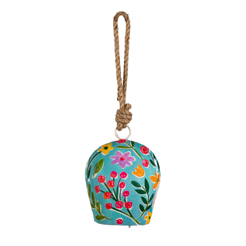 What She Shed Garden Bell, Metal Printed Bell, Colorful Bouquet, Asst of 2