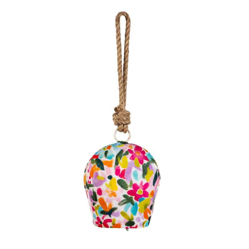 What She Shed Garden Bell, Metal Printed Bell, Colorful Bouquet, Asst of 2