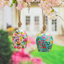 What She Shed Garden Bell, Metal Printed Bell, Colorful Bouquet, Asst of 2