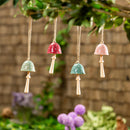 Garden of Wonder Garden Bell, Ceramic Bell, Polka Dot Mushroom, Asst of 4