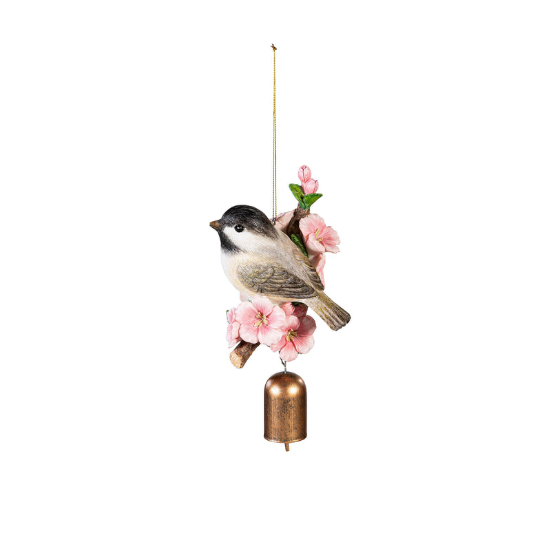 What She Shed Garden Bell, Resin, Floral Bird, Asst of 3