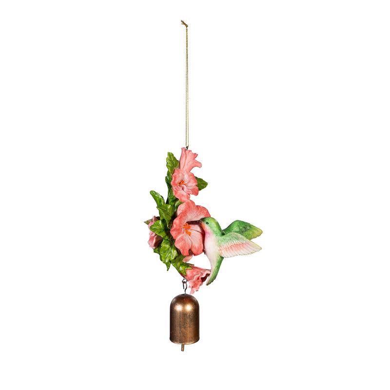 What She Shed Garden Bell, Resin, Floral Bird, Asst of 3